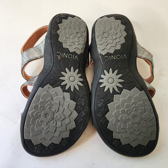 Vionic Amber Triple Strap Sandal Women's 8 WIDE Silver Leather Arch Support Shoe - Picture 8 of 8